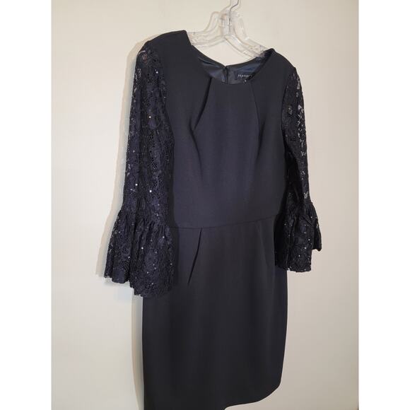 Scarlett Black Sheath Dress Subtle Sequin on Lace Sleeves Size 10 Party Event - Picture 10 of 10